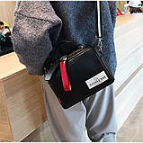 Сумка жіноча з текстильним ремінцем (чорна), фото 4