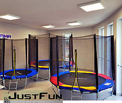 Батут Just Fun 312 см., до 120 кг. Сітка + драбина. Мультиколор батут 312 см., фото 2