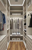 П-подібна гардеробна кімната біла на замовлення з підсвіткою