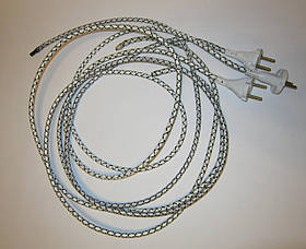 Шнур для праски з латунною вилкою 10А 220В (перетин дроту 2*0,75мм2) 1,5 м