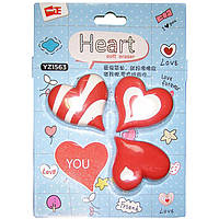 Ластик-резинка Eraser набор 3шт Сердца микс №1563