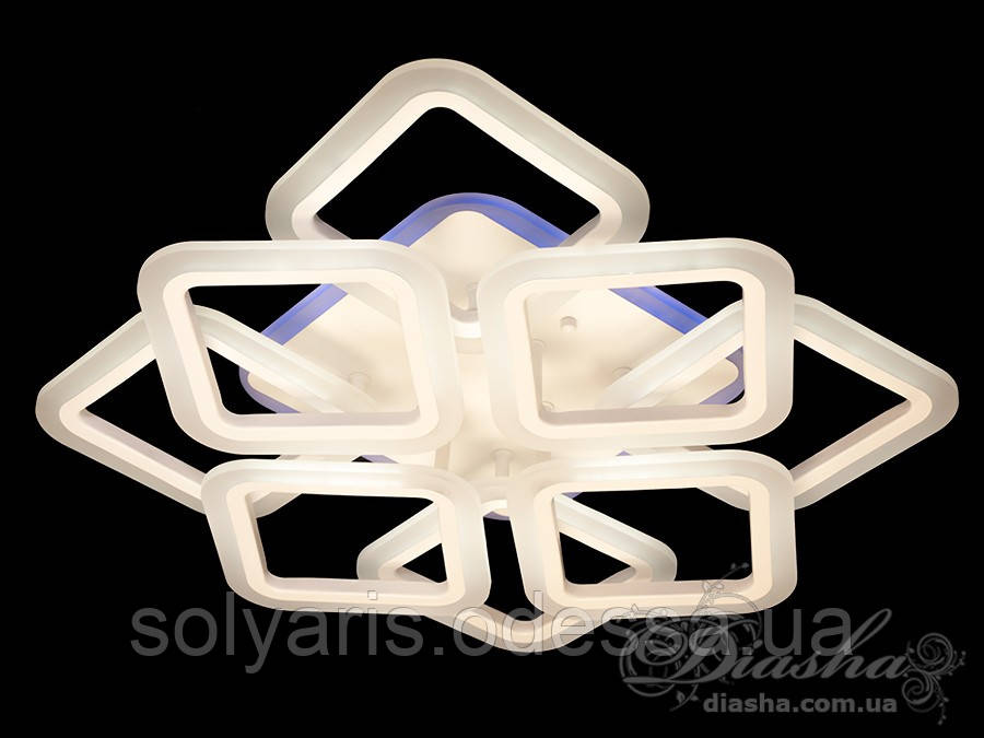Стельова LED-люстра з діммером і підсвічуванням, 100W A3001/4+4 LED 3color dimmer (чорна,біла)