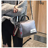 Сумка жіноча з текстильним ремінцем (бронзова), фото 5