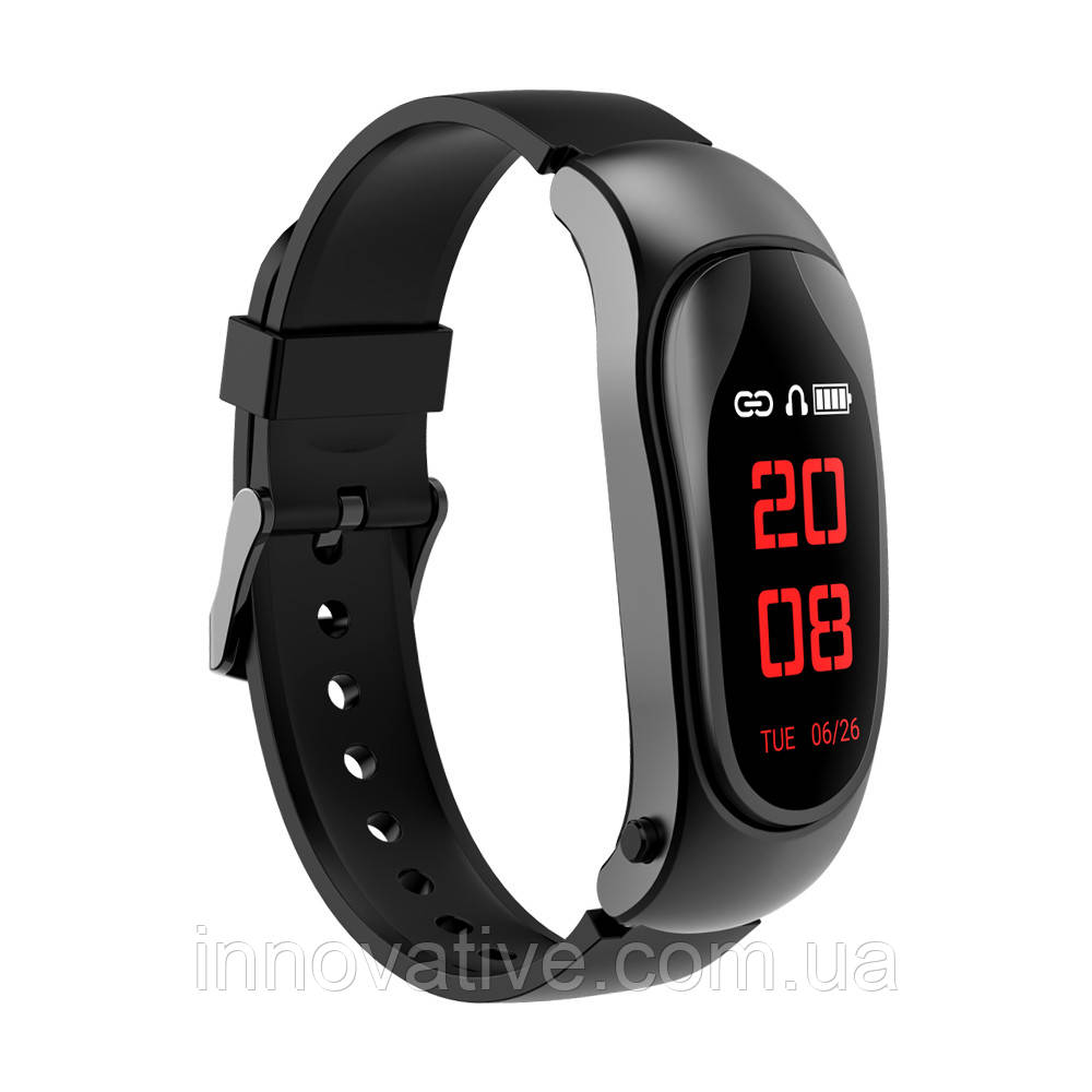 Розумний фітнес-браслет і bluetooth гарнітура King Wear KR04 (Чорний)