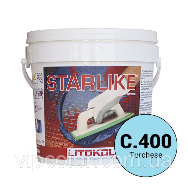 Litokol Starlike Glamour Collection С. 400 Бірюзовий 5 кг склад для укладання плитки і затирки швів, фото 1