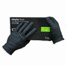 Нітрилові рукавички чорні неопудрені NITRYLEX, 50 пар в упаковці, розмір — S, фото 2