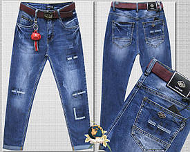 Модні жіночі джинси батали оригінальний принт 29 розмір