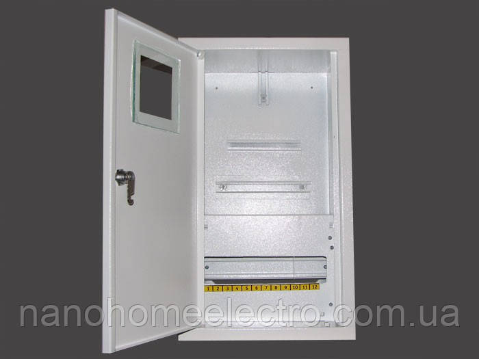 Внутренний металлический распределительный шкаф на 12 автоматов для трехфазного счетчика - фото 1 - id-p259810912