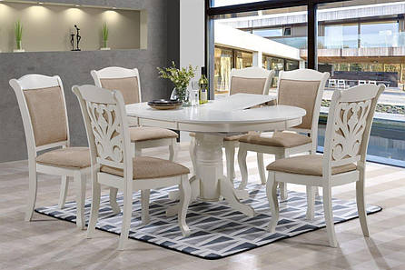 Круглий стіл для вітальні або кухні в класичному стилі Мадрид Sof, колір білий, фото 1