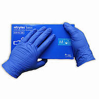 Нітрилові рукавички сині, одноразові NITRYLEX, 100 шт в упаковці, розмір — M