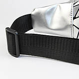 Сумка-бананка жіночий поясний Bao Bao з трикутниками (срібляста), фото 6