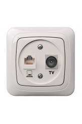 Розетка телевізійна та інтернет RJ45+TV Alfa Liregus