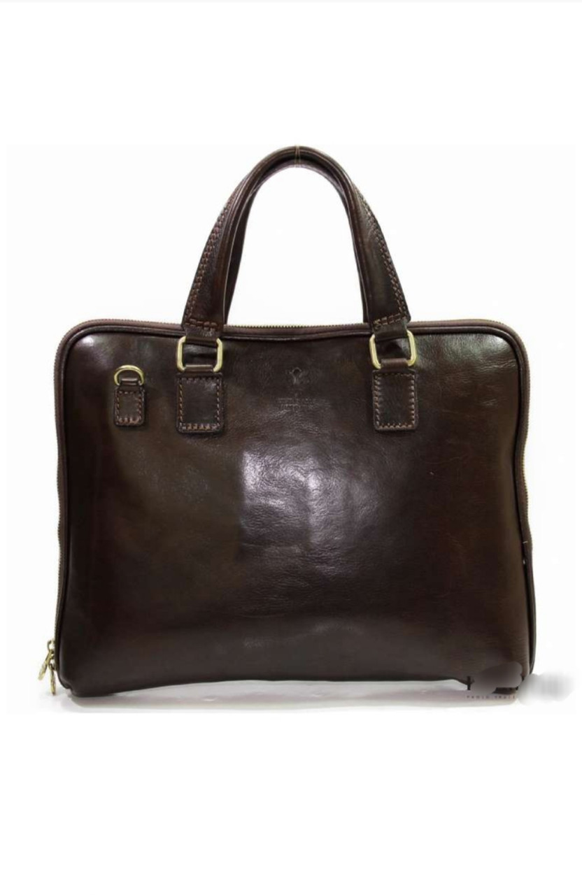 Сумка ділова стильна для документів і перенесення ноутбука з натуральної шкіри коричнева, фото 1
