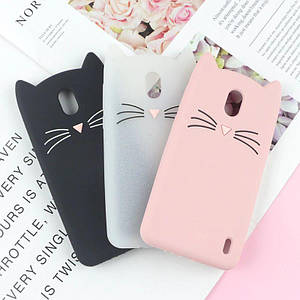 Гумовий 3D чохол для Nokia 1 Plus вусики (3 кольори)