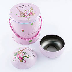 Набір високих коробок із 2 шт рожевого кольору з листочками "Париж"