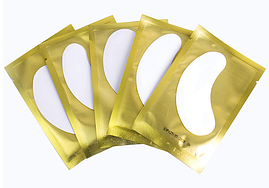 Захисні патчі під очі на гідрогелі для ламінування і нарощування вій, у золотій упаковці