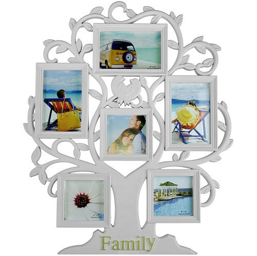 Фоторамка-коллаж на 6 фото, дерево Family, пластик, белый, OR-1130
