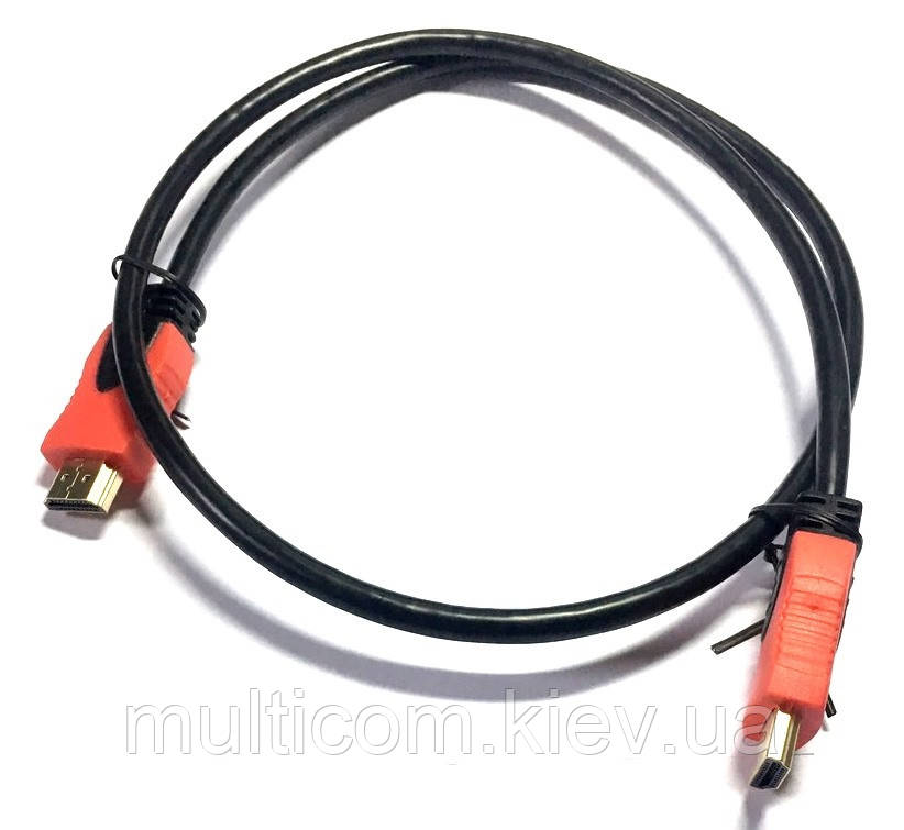 05-07-042. Шнур HDMI (штекер - штекер), version 1.4, фільтр + сітка, чорно-червоний, в тех. уп., 1,5м