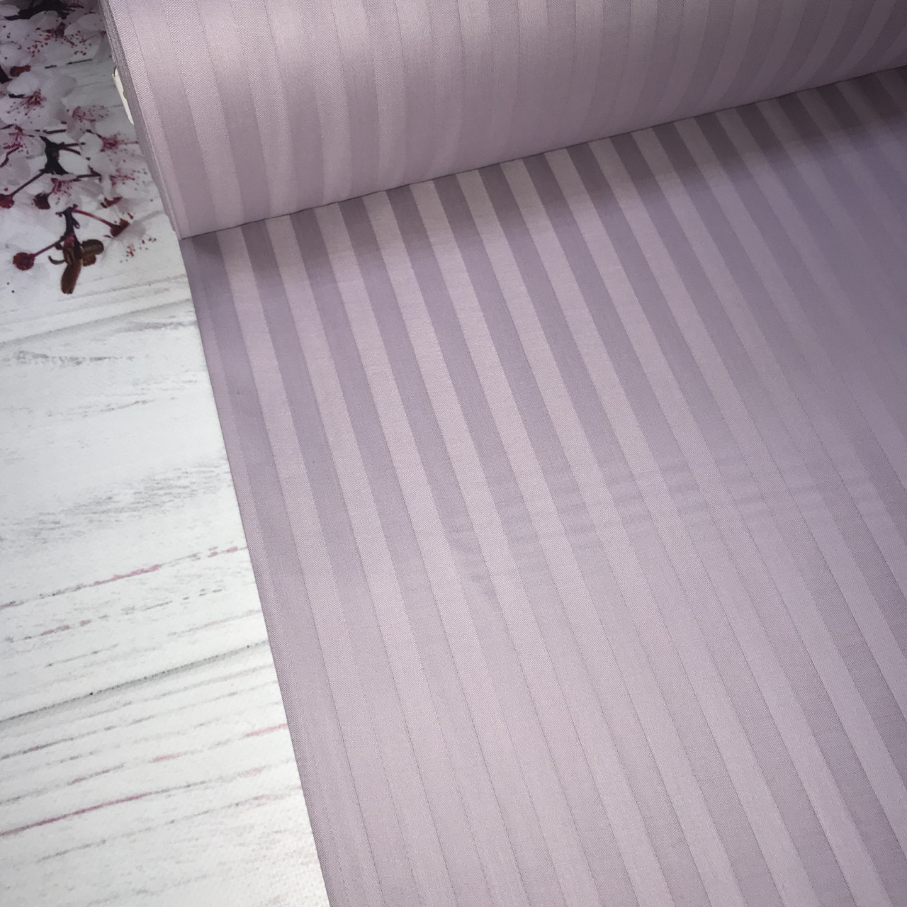 ВІДРЕЗ (1,15*2,4) Страйп Сатин бузковий, 100% бавовна (ТУРЦІЯ шир. 2,4 м) (SAT-ST-FR-25), фото 1