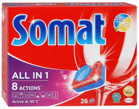 Таблетки для посудомийних машин Somat все в одному 24шт + 24шт