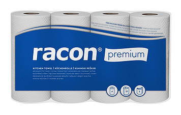 Рушники кухонні паперові TEMCA Racon Premium 3-х слойні, 51 лист, 22см х 25см (4 рулони) 12,75 м/р