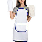 Фартух для сублімації КИШЕНЯ, колір канта СИНІЙ, фото 2