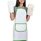 Фартух для сублімації КИШЕНЯ, колір канта ЗЕЛЕНИЙ, фото 2
