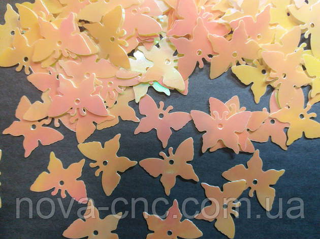 Паєтки метелик 18х4 мм жовтий перламутр, фото 1