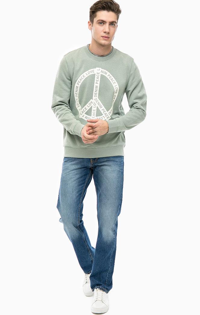 Свитшот мятного цвета с принтом Peace от Mustang jeans в размере M 48/50 - фото 3 - id-p919536294