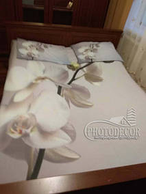 Покривало з орхідеями. Матеріал блекаут. Зшиті 2 полотна