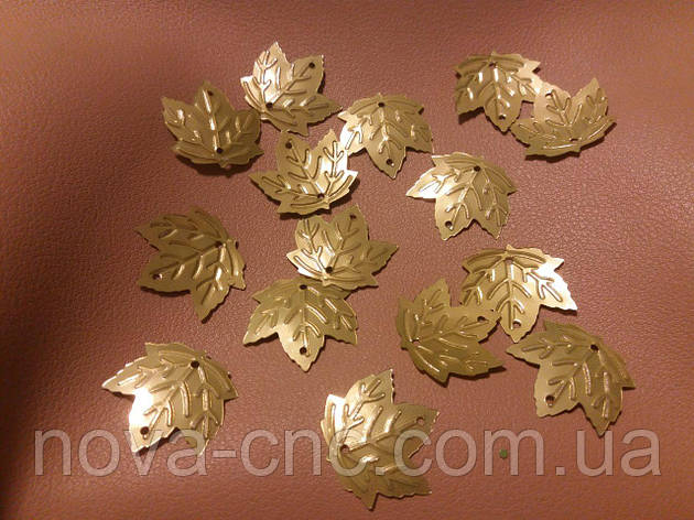 Паєтки кленовий лист 2х2 см золото, фото 1