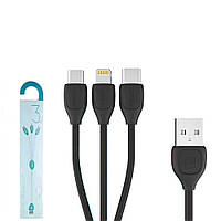 USB кабель Remax Lesu 3 in 1 RC-050th Lightning & Micro USB & Type-C 1m Black