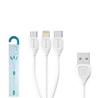 USB кабель Remax Lesu 3 in 1 RC-050th Lightning & Micro USB & Type-C 1m White