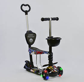 Самокат-біговел 5в1 Best Scooter 26900 з батьківською ручкою та сидінням, підсвітка коліс