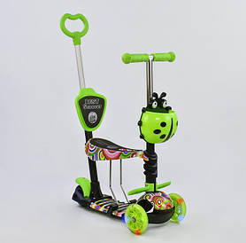 ✅Самокат-біговел 5в1 Best Scooter 33650 з батьківською ручкою та сидінням, підсвітка коліс