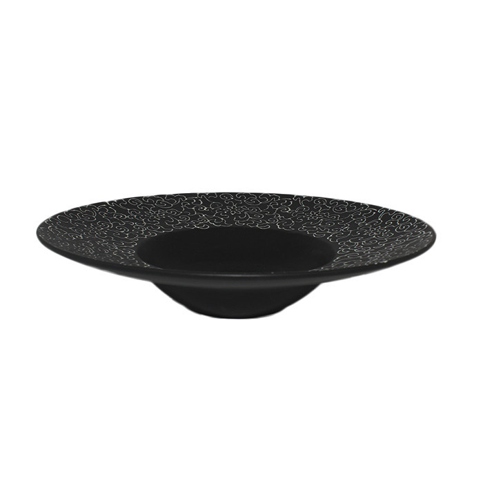 Тарілка для пасти ALT Porcelain Delux чорна матова з візерунком d30,5 см (FC0033-12)