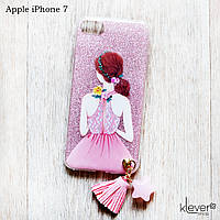 Силіконовий чохол накладка Glitter Girl для Apple iPhone 7 (рожевий з блискітками)