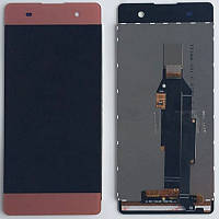 Дисплей (экран) для Sony F3111 Xperia XA/F3112/F3113/F3115/F3116 + тачскрин, розовый, Rose Gold, оригинал