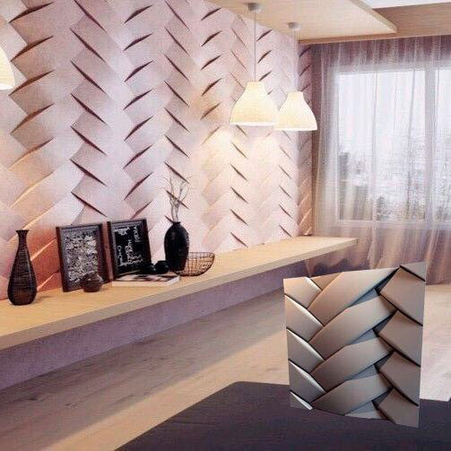 Декоративна 3д панель "Переплетення" для опоряджувальних робіт на стінах із гіпсу 50x50, фото 1