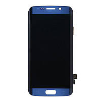 Дисплей (экран) для Samsung G925F Galaxy S6 Edge + тачскрин, синий, с передней панелью
