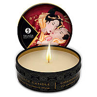 Массажная свеча Shunga Mini Massage Candle Sparkling Strawberry Wine (30 мл) с афродизиаками 777Shop.com.ua