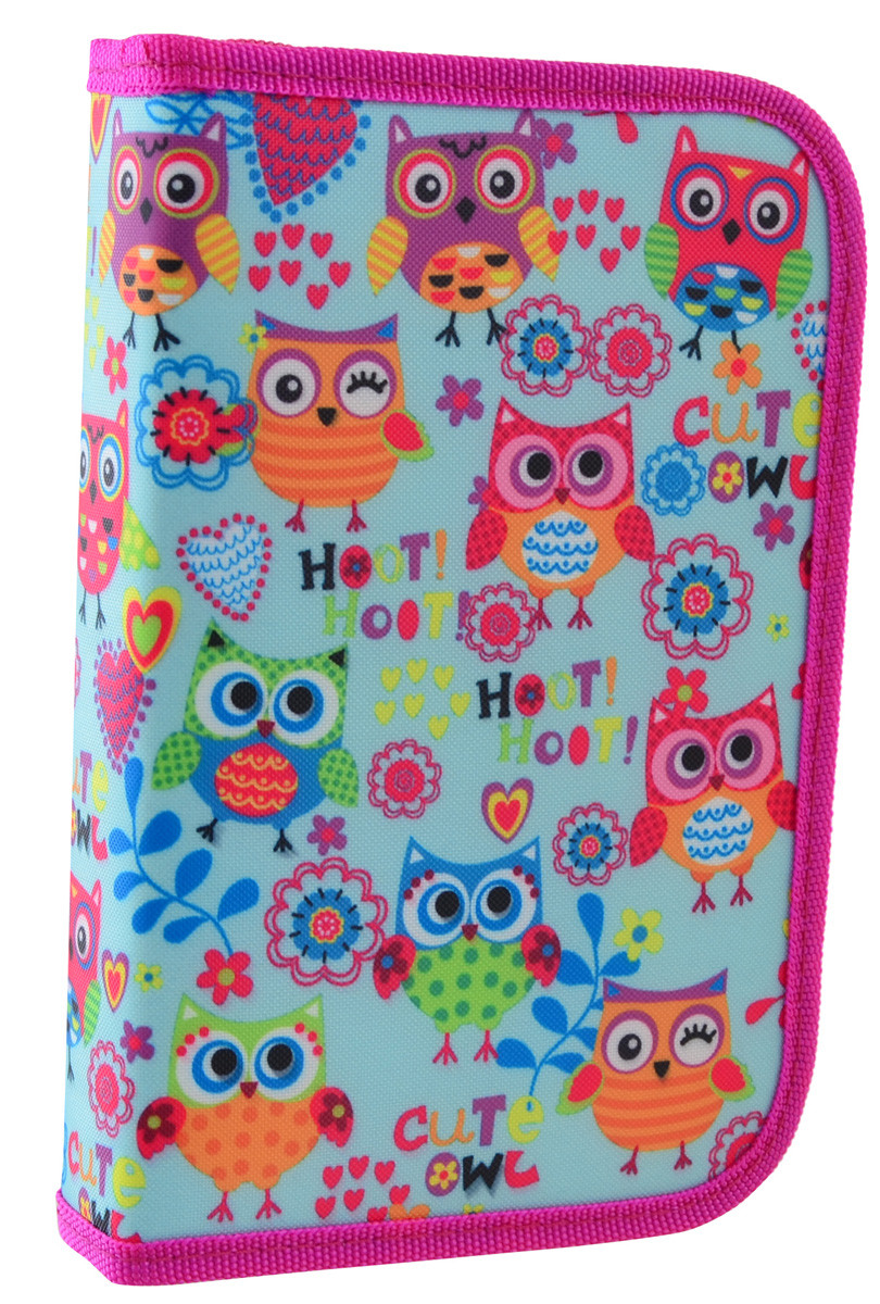 Пенал твердий одинарний з двома клапанами и HP-04 "Funny owls"