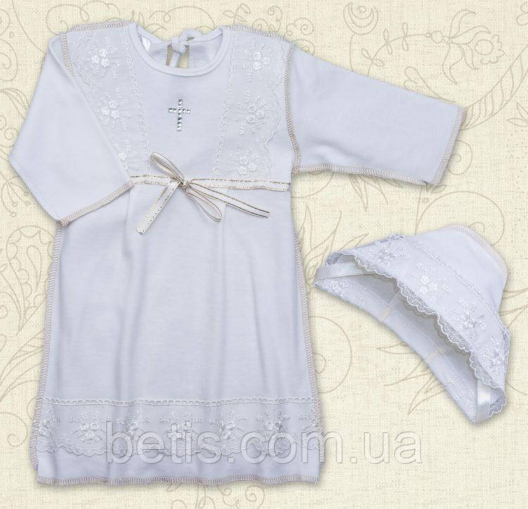 Сорочка "Христина-2" д.р. з шапочкою Білий Інтерлок арт.27069621  Зріст 86-52(р)