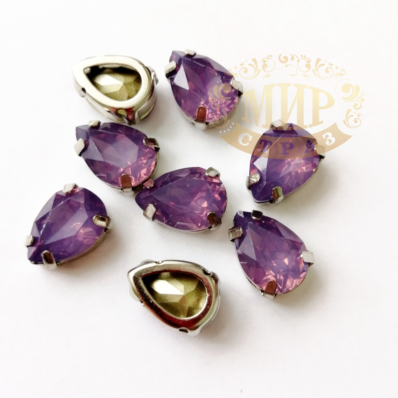 Опаловые капли 10x14, в улучшенных серебряных цапах, Цвет Purple Opal, 1шт - фото 3 - id-p920115709
