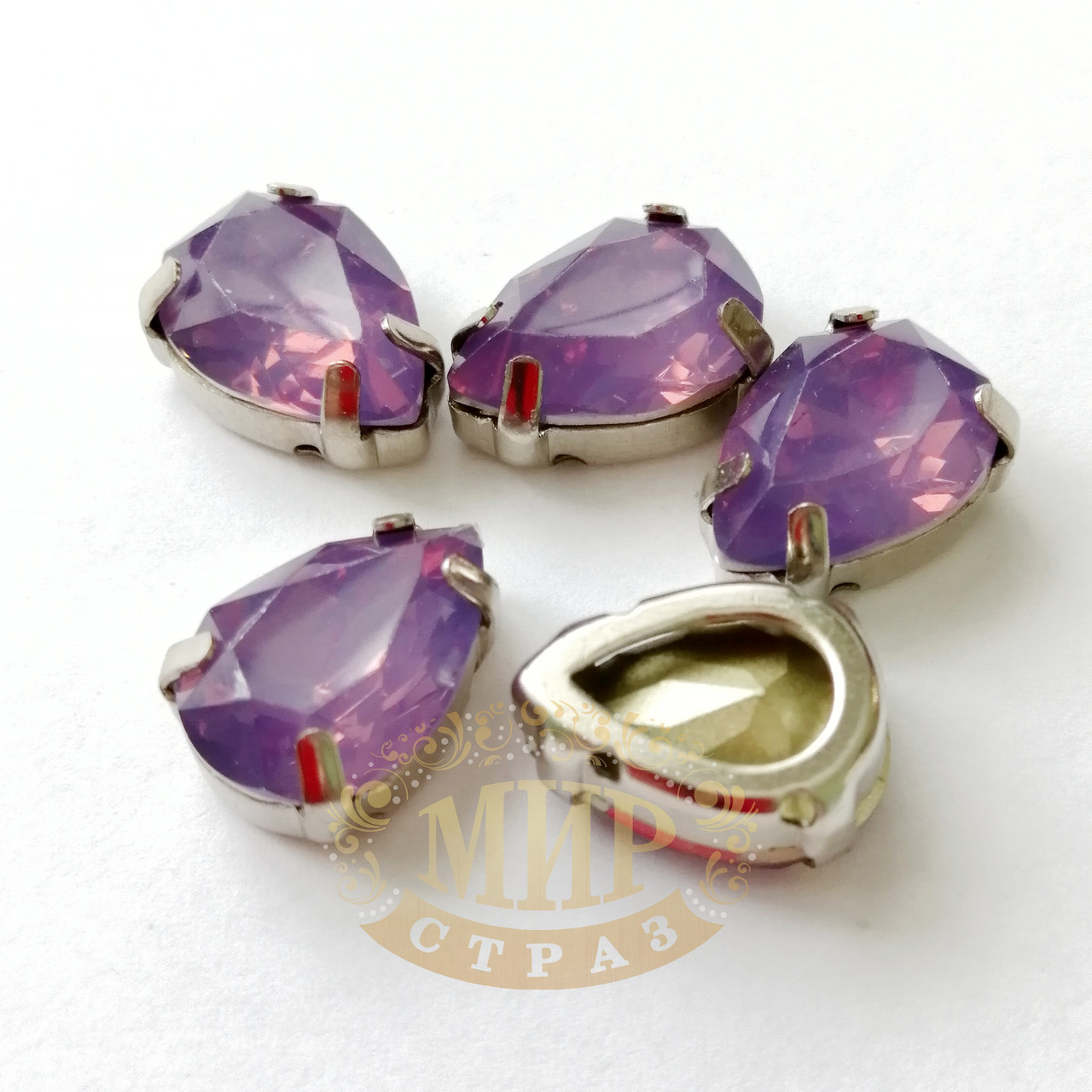 Опаловые капли 10x14, в улучшенных серебряных цапах, Цвет Purple Opal, 1шт - фото 2 - id-p920115709