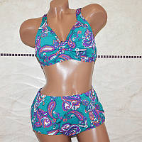 Яскравий купальник для пишних жінок, батальний 54 розмір, на великі груди, різнобарвний.