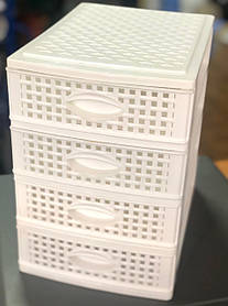 Комод МІНІ РОТАНГ пластиковий 4-ярусний БІЛИЙ,Од