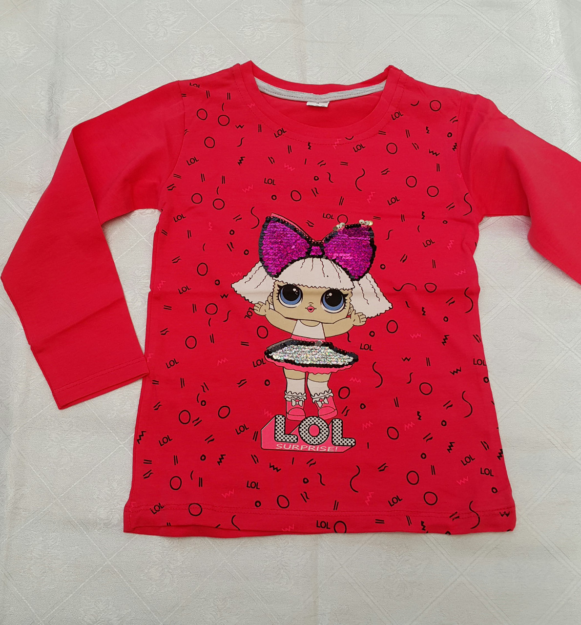 Реглан з лялькою LOL для дівчаток 104,110,116,122,128 зросту Кораловий, фото 1