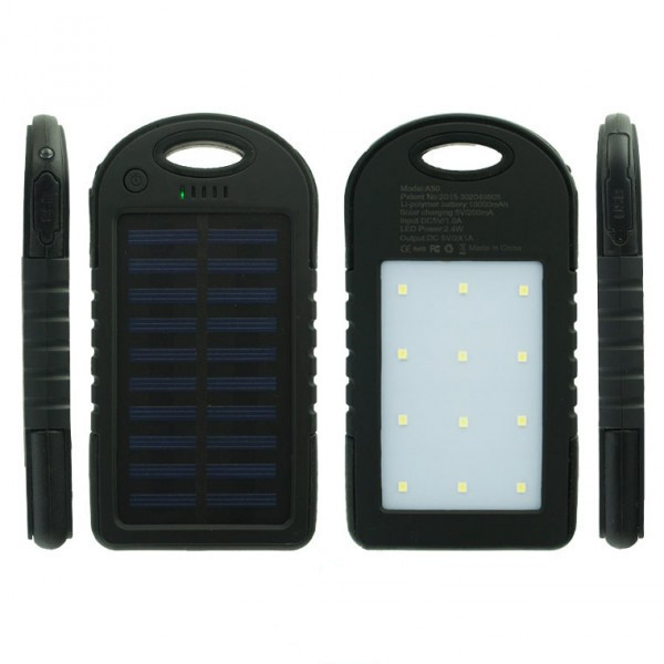 Портативний зарядний пристрій на сонячній батареї POWER BANK 12000 mAh solar, фото 1