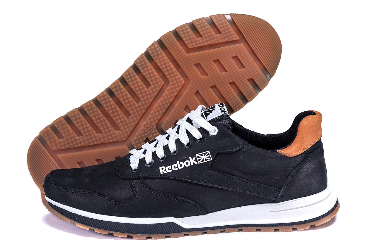 Мужские кожаные кроссовки Reebok Classic black черные - фото 4 - id-p920248282